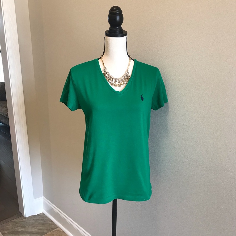 Ralph Lauren Green V-Neck Shirt-Medium